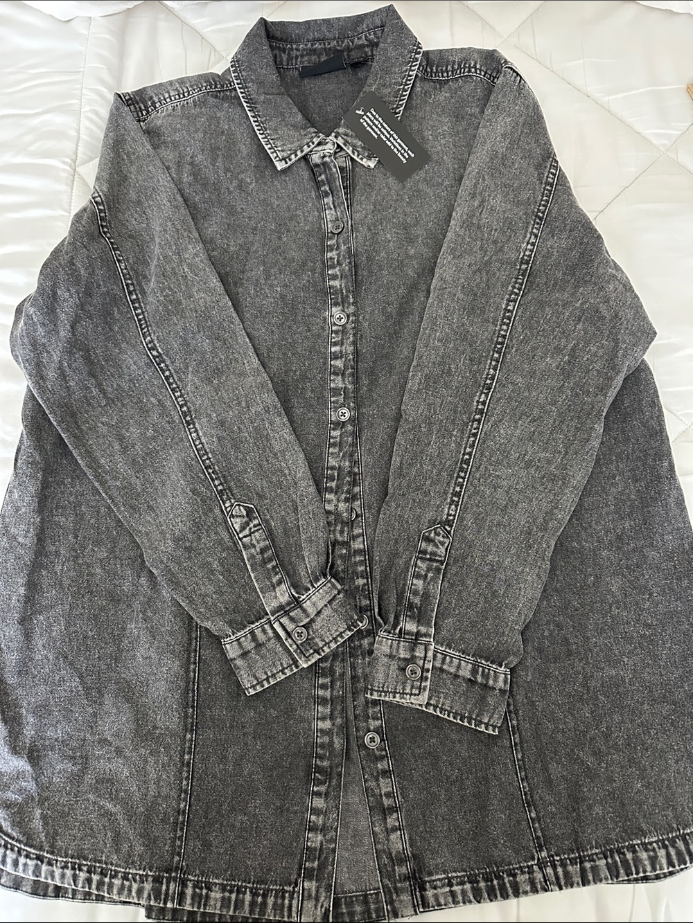 Joan Rivers NWT Black Washed Denim Button-Up Shirt